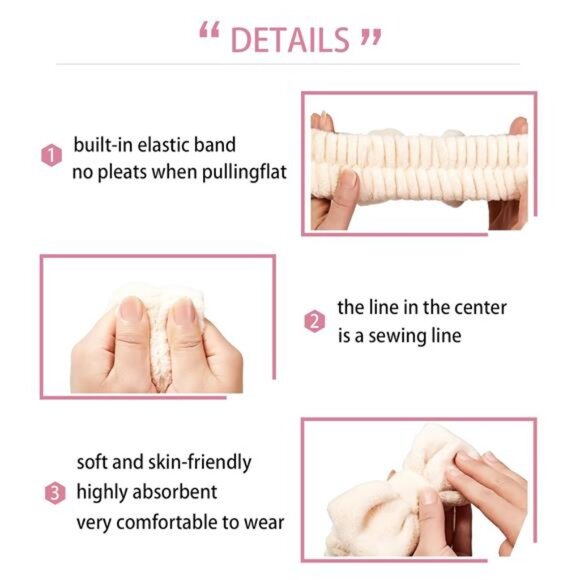 Spa headband and wristband set soft fleece skincare accessories hair clip for wo - Picture 7 of 8